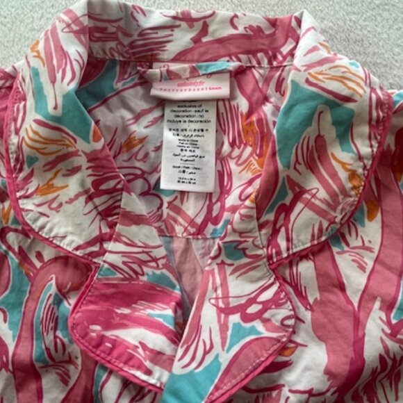 Lily Pulitzer Pink & Turquoise Tropical Print Pajamas- Size S - Picture 3 of 13